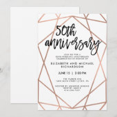 Invitation Faux or rose géométrique 50e anniversaire de maria (Devant / Derrière)