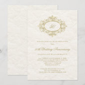 Invitation Faux or sur blanc crémeux 50e anniversaire de mari (Devant / Derrière)