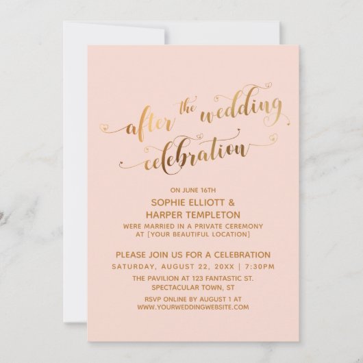 Invitation Faux Or sur les Joues Après la Célébration de Mari (Devant)