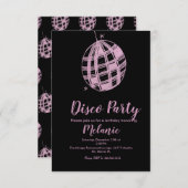 Invitation Faux Pailleté Rose Balle de Fête Disco Moderne (Devant / Derrière)