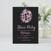 Invitation Faux pailleté rose pour soirée disco moderne (Debout devant)