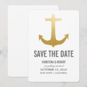 Invitation Faux papier doré nautique Ancre Save The Date (Devant / Derrière)