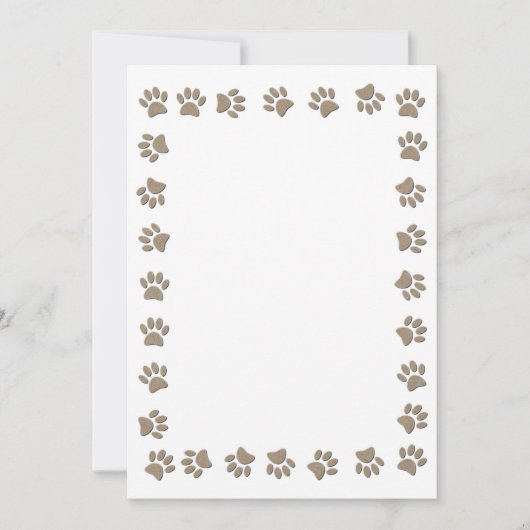 Invitation Faux Papier Texture Empreintes de pattes Base Pour (Devant)
