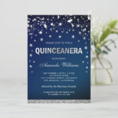 Invitation Faux Parties scintillant Argent Étoiles Confetti Q (Debout devant)