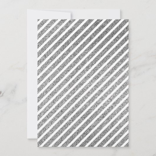 Invitation Faux Parties scintillant Argent Étoiles Confetti Q (Dos)