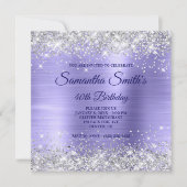 Invitation Faux Parties scintillant Argent Périwinkle Foil 40 (Devant)
