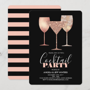 Invitation Faux Parties scintillant Cocktail Party