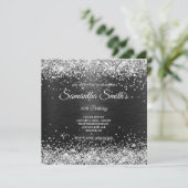 Invitation Faux Parties scintillant d'argent et Black Foil 40 (Debout devant)