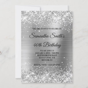 Invitation Faux Parties scintillant d'argent et Foil brillant