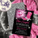 Invitation Faux Parties scintillant Disco Rose Cowgirl 21 Ann<br><div class="desc">Faites votre fête dans le style rétro des années 70 avec cette parties scintillant faux rose et argent et rose disco miroir balle "Disco Cowgirl 21st Birthday Party" design. Conception composite par Holiday Hearts Designs (droits réservés).</div>