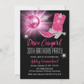Invitation Faux Parties scintillant Disco Rose Cowgirl 30 Ann (Devant)