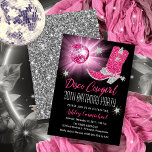 Invitation Faux Parties scintillant Disco Rose Cowgirl 30 Ann<br><div class="desc">Faites votre fête dans le style rétro des années 70 avec cette parties scintillant faux rose et argent et rose disco miroir balle "Disco Cowgirl 30th Birthday Party" design. Conception composite par Holiday Hearts Designs (droits réservés).</div>