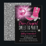 Invitation Faux Parties scintillant Disco Rose Cowgirl Sweet<br><div class="desc">Faites votre fête dans le style rétro des années 70 avec cette parties scintillant faux rose et argent et rose disco miroir boule "Disco Cowgirl Sweet 16 Party" design. Conception composite par Holiday Hearts Designs (droits réservés).</div>