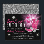 Invitation Faux Parties scintillant Disco Rose Cowgirl Sweet<br><div class="desc">Faites votre fête dans le style rétro des années 70 avec cette parties scintillant faux rose et argent et rose disco miroir boule "Disco Cowgirl Sweet 16" design de fête. Conception composite par Holiday Hearts Designs (droits réservés).</div>