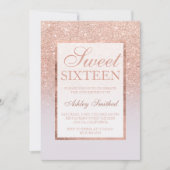 Invitation Faux parties scintillant d'or rose ombre lilas chi (Devant)