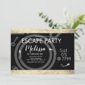 Invitation Faux Parties scintillant Escape Room Anniversaire  (Debout devant)