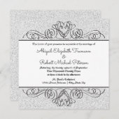 Invitation Faux Parties scintillant Formal Floral-Mariage-Mar (Devant / Derrière)