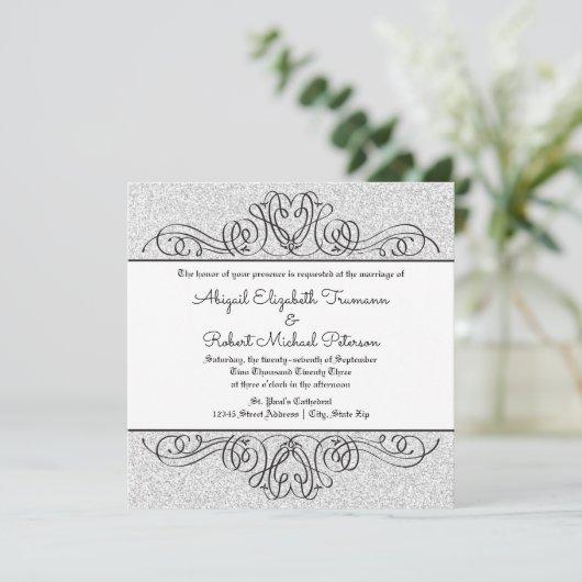 Invitation Faux Parties scintillant Formal Floral-Mariage-Mar (Debout devant)