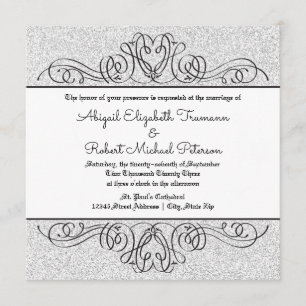 Invitation Faux Parties scintillant Formal Floral-Mariage-Mar