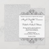 Invitation Faux Parties scintillant Formal Flourish - 3x5 Mar (Devant / Derrière)