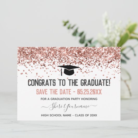 Invitation Faux Parties scintillant Graduation Party Enregist (Debout devant)