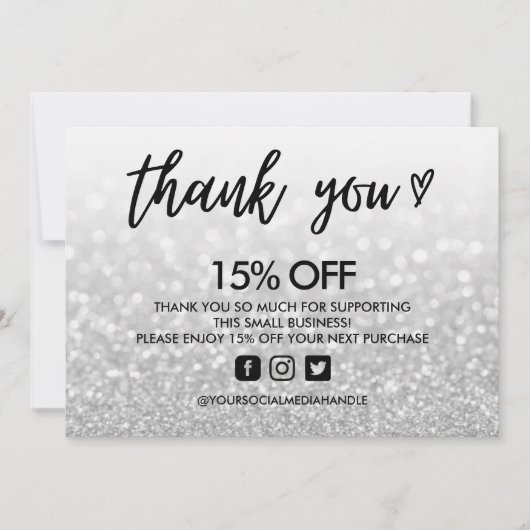 Invitation Faux Parties scintillant Merci Coeur Média Inserti (Devant)