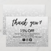 Invitation Faux Parties scintillant Merci Coeur Média Inserti (Devant / Derrière)