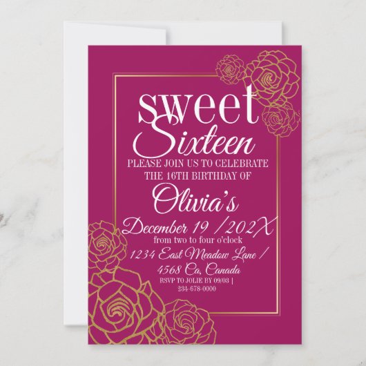 Invitation Faux parties scintillant or rose rose élégant Swee (Devant)