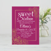 Invitation Faux parties scintillant or rose rose élégant Swee (Debout devant)