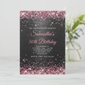 Invitation Faux Parties scintillant rose et Black Foil 50e an (Debout devant)