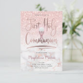 Invitation Faux parties scintillant sur marbre rose Première  (Debout devant)