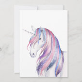Invitation Faux Parties scintillant Unicorn Winter Wonderland (Dos)