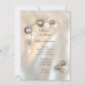 Invitation Faux Pearl et Boutons de diamant Quinceañera (Devant)