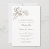 Invitation Faux Peonies Embossées Mariage classique formel (Devant)