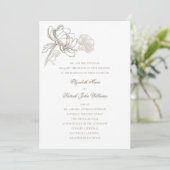 Invitation Faux Peonies Embossées Mariage classique formel (Debout devant)
