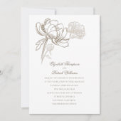 Invitation Faux Peonies Embossées Or Formal Elégant Mariage (Devant)