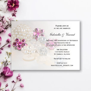Invitation Faux perles blanches et Mariage de boutons de diam