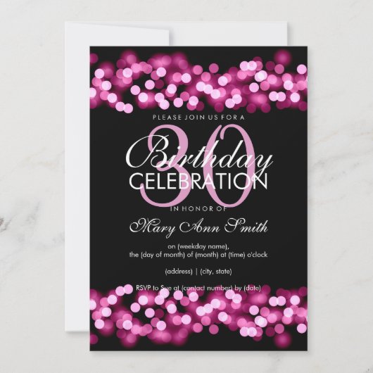 Invitation Faux Pink Hollywood Glam 30e anniversaire (Devant)