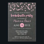 Invitation Faux Pink Parties scintillant Chalkboard Bachelore<br><div class="desc">Envoyez à vos meilleures petites amies un invitation chic et amusant pour la fête de bachelorette ! Un arrière - plan de tableau noir mignon, des confettis à points de polka et des accents de fausse parties scintillant font de cette invitation un succès! Pour modifier la couleur de la police...</div>