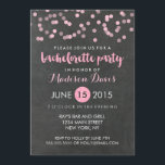 Invitation Faux Pink Parties scintillant Chalkboard Bachelore<br><div class="desc">Envoyez à vos meilleures petites amies un invitation chic et amusant pour la fête de bachelorette ! Un arrière - plan de tableau noir mignon, des confettis à points de polka et des accents de fausse parties scintillant font de cette invitation un succès! Pour modifier la couleur de la police...</div>
