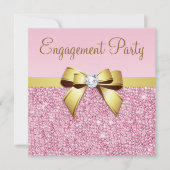 Invitation Faux Pink Sequins Gold Bow (Devant)
