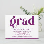 Invitation Faux Purple Parties scintillant Graduation Party I (Debout devant)