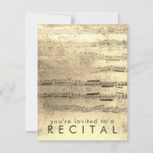 Invitation FAUX récital de musique en feuille d'or (Devant)