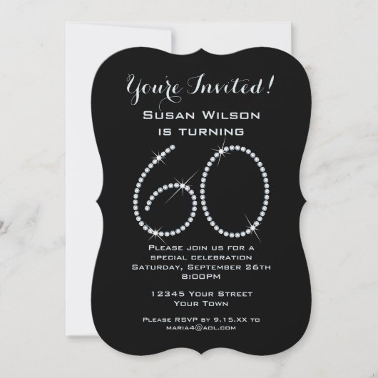 Invitation Faux Rhinestone 60e anniversaire (Devant)