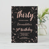 Invitation Faux rose de confettis en or 30e anniversaire (Debout devant)
