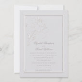 Invitation Faux Rose Embossé Cadre ivoire Mariage officiel (Devant)