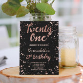 Invitation Faux rose en or confetti splatters 21e anniversair
