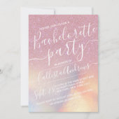 Invitation Faux Rose Faux Iridescente Parties scintillant Bac (Devant)