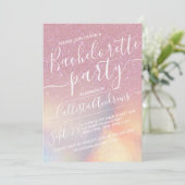Invitation Faux Rose Faux Iridescente Parties scintillant Bac (Debout devant)