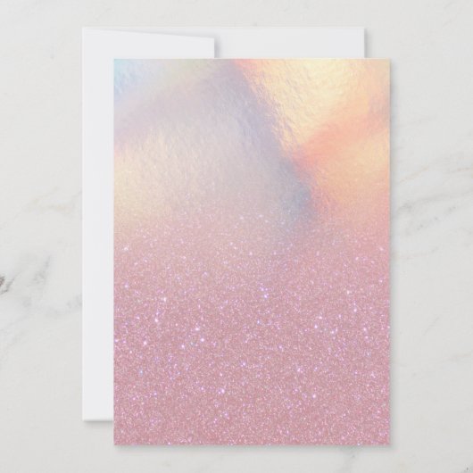 Invitation Faux Rose Faux Iridescente Parties scintillant Bac (Dos)